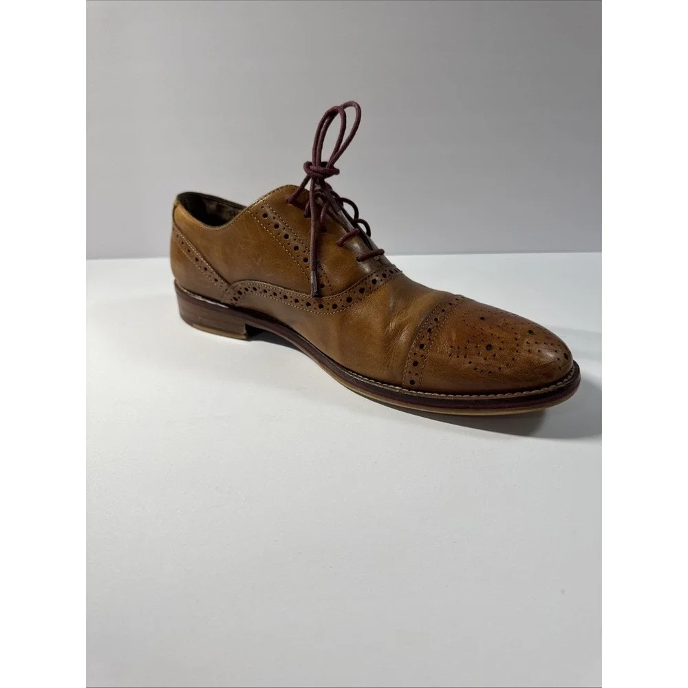 Johnston & Murphy 20-8682 Conard Mens 9.5M Brown Leather Lace Up Cap Toe Shoe